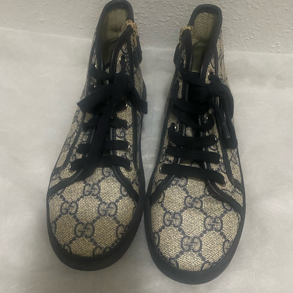 KIDS GUCCI MONOGRAM BOOTS BLACK & GRAY